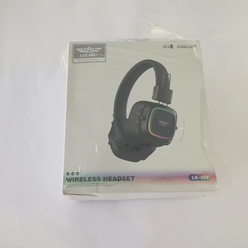 Lelisu LS-258 Wireless Stereo Headphones | Bluetooth 5.4 Over-Ear Headset with Type-C Charging & LED Lights
