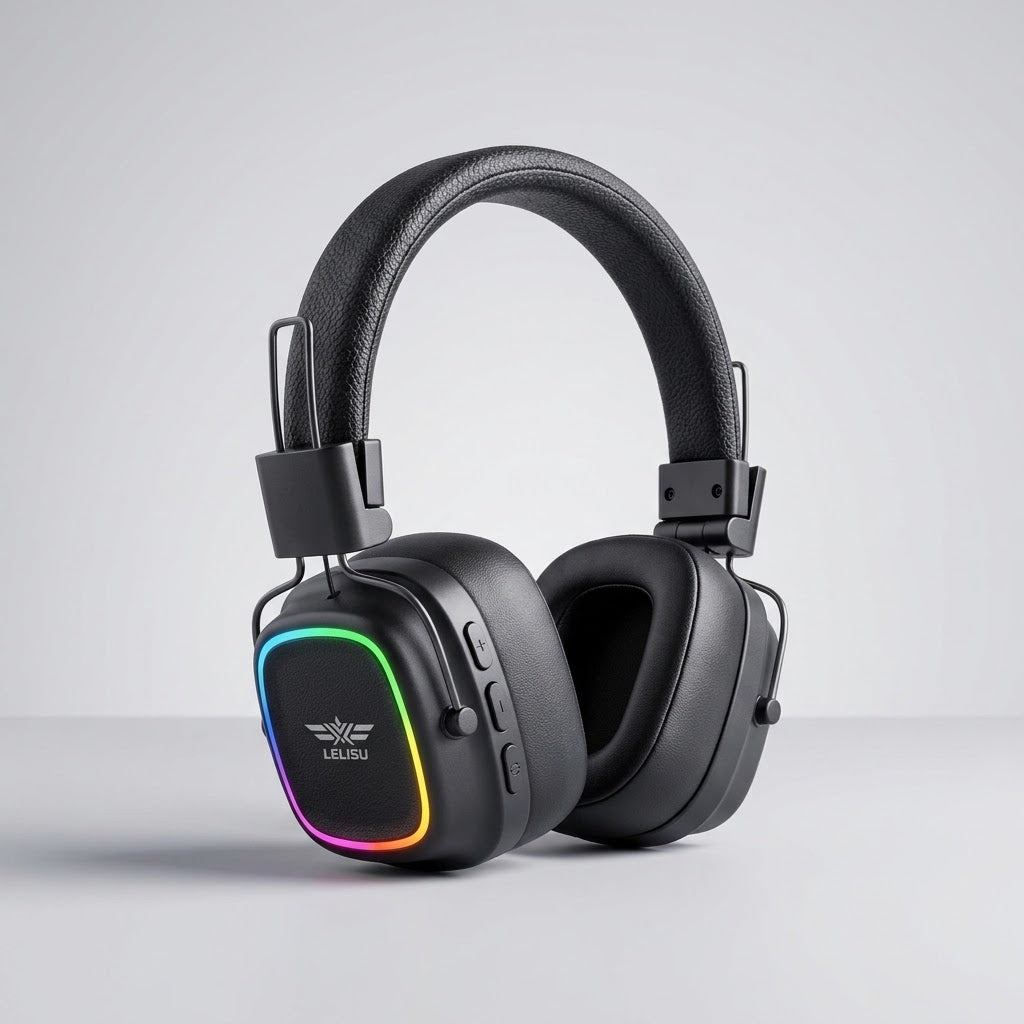 Lelisu LS-258 Wireless Stereo Headphones | Bluetooth 5.4 Over-Ear Headset with Type-C Charging & LED Lights