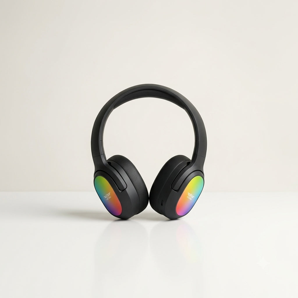 Lelisu LS-257 Wireless Stereo Headphones | Bluetooth 5.4 Over-Ear Headset with Type-C Charging & LED Lights